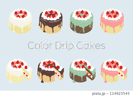 ドリップケーキのイラストセット 114923545