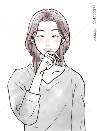 口に手を当てて笑うミドル女性 114923574