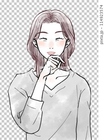 口に手を当てて笑うミドル女性 114923574