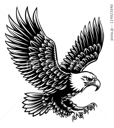 Bald Eagle Mascot Bird Wings Spread Flying 114923840