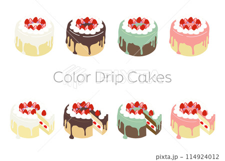 ドリップケーキのイラストセット 114924012