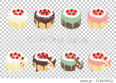 ドリップケーキのイラストセット 114924012