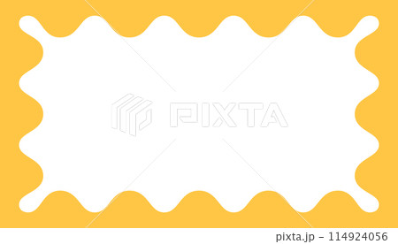 Zigzag wave curve edge frame. Wavy scalloped rectangle border. Doodle drawn rectangle picture frame. Empty text box. Funky zigzag design element. Vector illustration isolated on white background Zigzag wave curve edge frame. Wavy scalloped rectangle border. Doodle drawn rectangle picture frame. Empty text box. Funky zigzag design element. Vector illustration isolated on white background 114924056