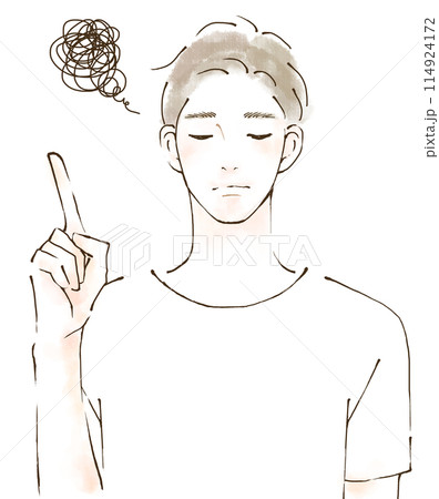 ショックを受ける悲しい表情の男性のイラスト ストレス ショックを受ける悲しい表情の男性のイラスト ストレス 114924172