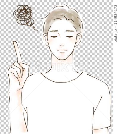 一個帶著震驚和悲傷的表情壓力的男人的插圖 一個帶著震驚和悲傷的表情壓力的男人的插圖 114924172