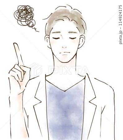 ストレスケアのアドバイス 白衣姿の男性のイラスト シンプル ストレスケアのアドバイス 白衣姿の男性のイラスト シンプル 114924175
