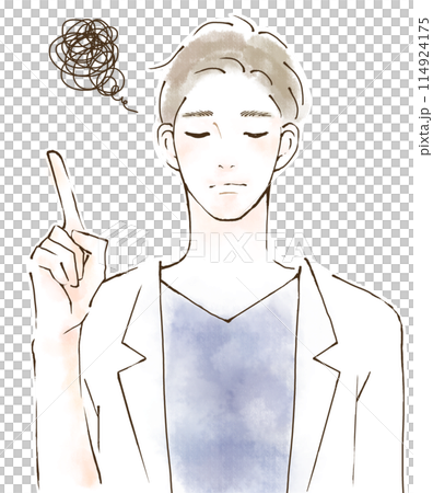 ストレスケアのアドバイス 白衣姿の男性のイラスト シンプル ストレスケアのアドバイス 白衣姿の男性のイラスト シンプル 114924175