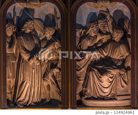 Cathedral of the holy cross, Orleans, France, stained glasses 114924961