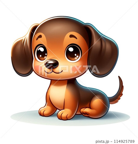 お座りしているミニチュアダックスフンド お座りしているミニチュアダックスフンド 114925789