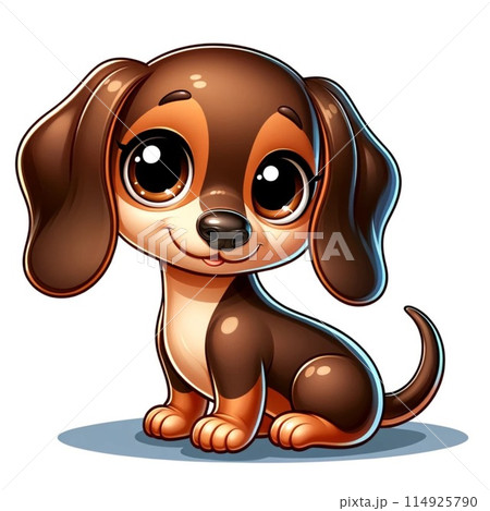 お座りしているミニチュアダックスフンド お座りしているミニチュアダックスフンド 114925790