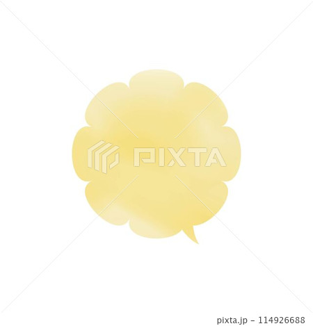 黄色もこもこ吹き出し_水彩風_右向き単品 114926688