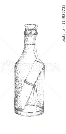 古いメッセージボトルの手描きイラスト 古いメッセージボトルの手描きイラスト 114926738