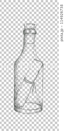 古いメッセージボトルの手描きイラスト 古いメッセージボトルの手描きイラスト 114926738