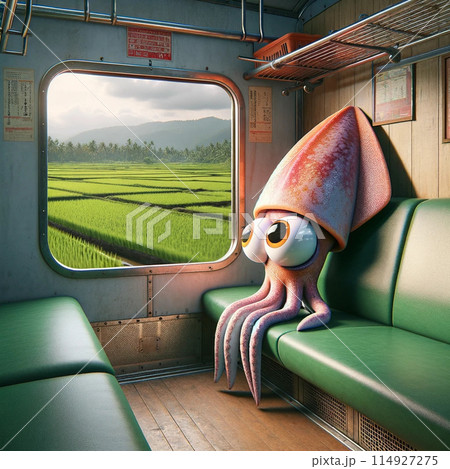Cute squid train trip 114927275