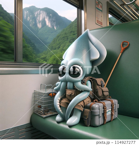 Cute squid train trip 114927277