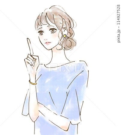 指をさしながら説明している女性 子供の入学手続き 指をさしながら説明している女性 子供の入学手続き 114927528