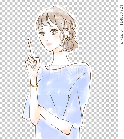 A woman pointing and explaining: Child's admission procedures 114927528