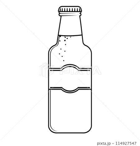 Beer bottle, black outline doodle style 114927547