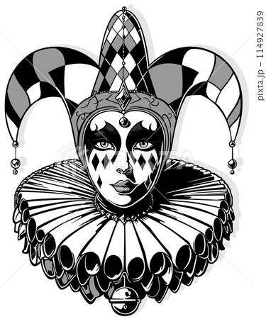 Drawing of Harlequin Portrait Drawing of Harlequin Portrait 114927839