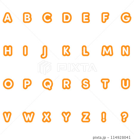 オレンジのまるっとした大文字のアルファベット オレンジのまるっとした大文字のアルファベット 114928041