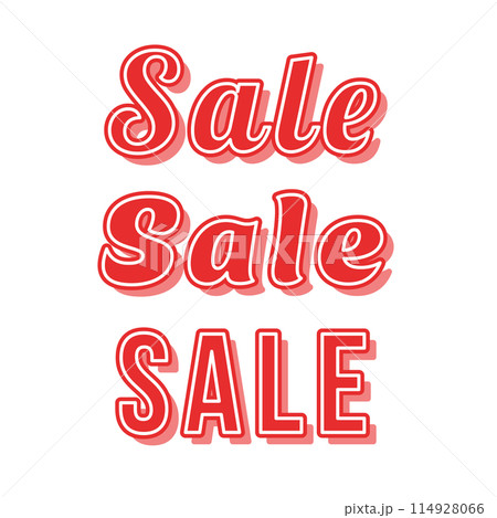 赤色のポップな袋文字の「SALE」のバリエーションセット 114928066