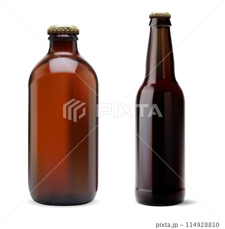 Brown beer bottle vector template, brewery package 114928810