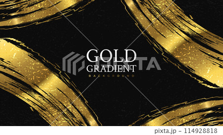 Luxury Gold Grunge Brush Strokes with Texture Effect Isolated on Black Background. Brush Stroke Illustration for Banner, Poster, or Sports. Scratch and Texture Elements For Design Luxury Gold Grunge Brush Strokes with Texture Effect Isolated on Black Background. Brush Stroke Illustration for Banner, Poster, or Sports. Scratch and Texture Elements For Design 114928818