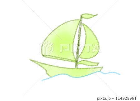 夏の海のヨット 114928961