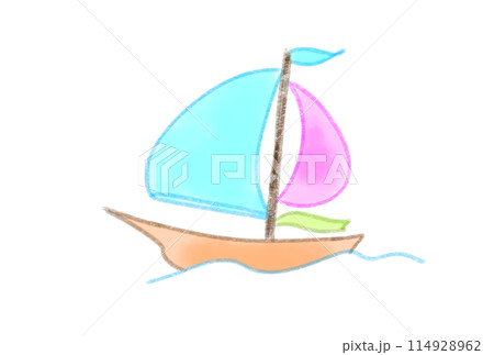 夏の海のヨット 114928962