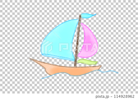 夏の海のヨット 114928962