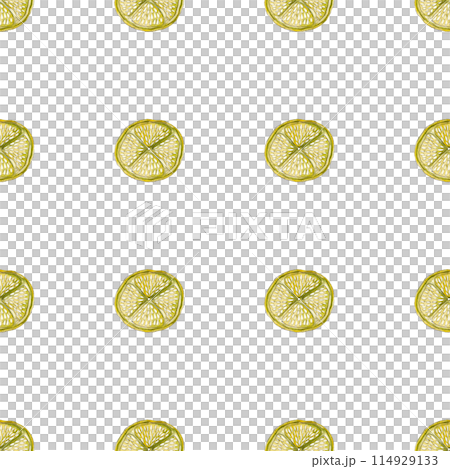 Organic seamless pattern of lemon slices. Artistic natural background. Ripe citruses. Creative design. Botanical watercolor illustration. Ideal for pillows, kitchen posters, napkins Organic seamless pattern of lemon slices. Artistic natural background. Ripe citruses. Creative design. Botanical watercolor illustration. Ideal for pillows, kitchen posters, napkins 114929133