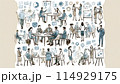 会議とビジネスコミュニケーションの手書き風イラスト 114929175