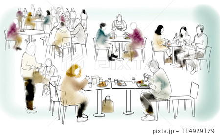 カフェテリアでのランチタイム 114929179