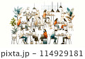 モダンなカフェでの食事風景 114929181