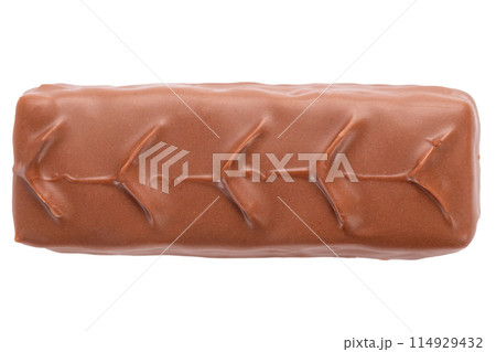 Whole chocolate bar isolated on a white background. Chocolate sweet bar 114929432