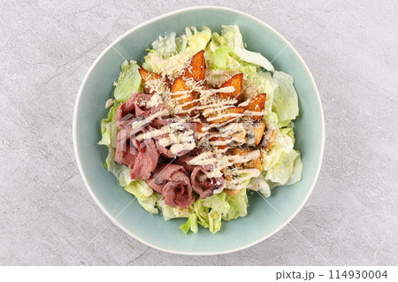 Beef salad,Spicy salad of roasted beef, Thai style food,Thai beef salad spicy dish. 114930004