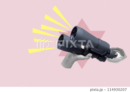 A human hand holding the binoculars A human hand holding the binoculars 114930207