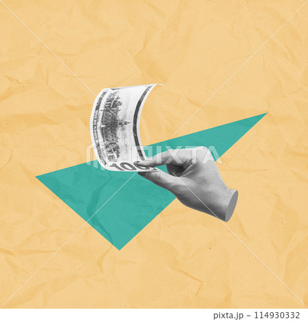 Human hand holding dollar bills 114930332