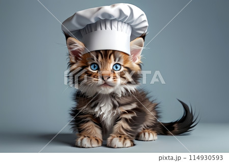 professional chef, cute cat in a chef's hat 114930593