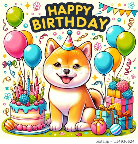 柴犬バースデーカード　Shiba inu birthday card 114930624