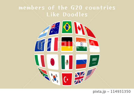 G20サミット参加国の国旗セット 114931350