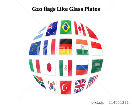 G20サミット参加国の国旗セット G20サミット参加国の国旗セット 114931351