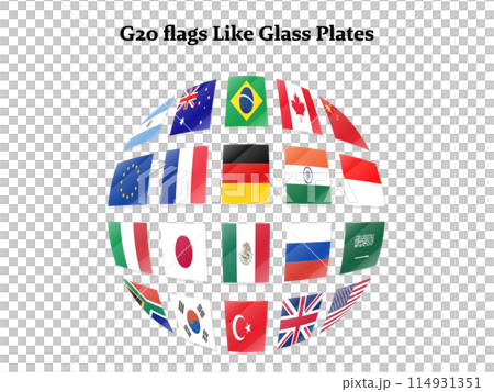 G20サミット参加国の国旗セット G20サミット参加国の国旗セット 114931351