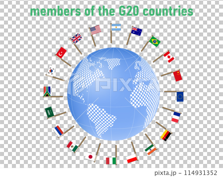 G20サミット参加国の国旗セット G20サミット参加国の国旗セット 114931352