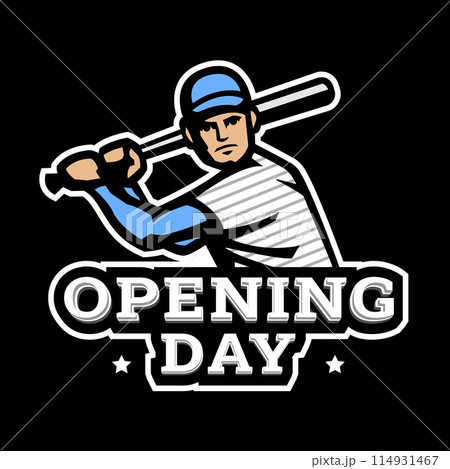 Baseball player with bat, logo on a dark background. Baseball player with bat, logo on a dark background. 114931467
