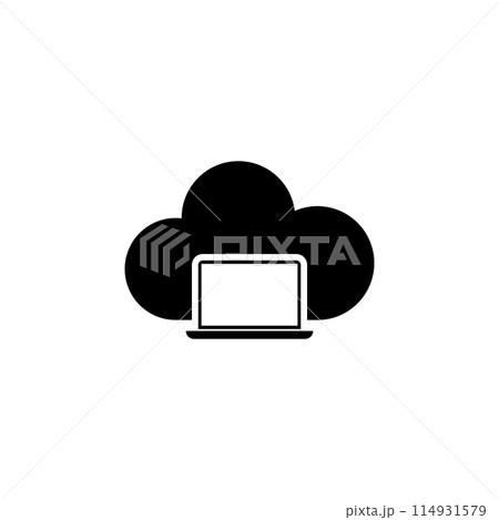Notebook Laptop Upload Cloud Storage, Backup Anywhere Flat Vector Icon 114931579