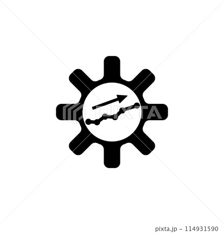 Productivity, Gear Cog with Growing Graph Flat Vector Icon Productivity, Gear Cog with Growing Graph Flat Vector Icon 114931590