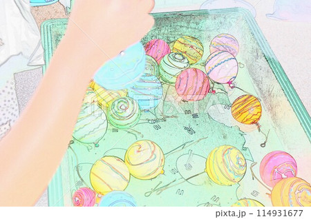 CG画像イラスト夏祭りの風物詩ヨーヨー釣り2 CG画像イラスト夏祭りの風物詩ヨーヨー釣り2 114931677