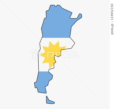 Outline drawing of Argentina flag map. 114932150