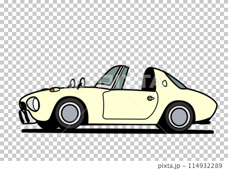 Classic Japanese sports car, white, car illustration 114932289